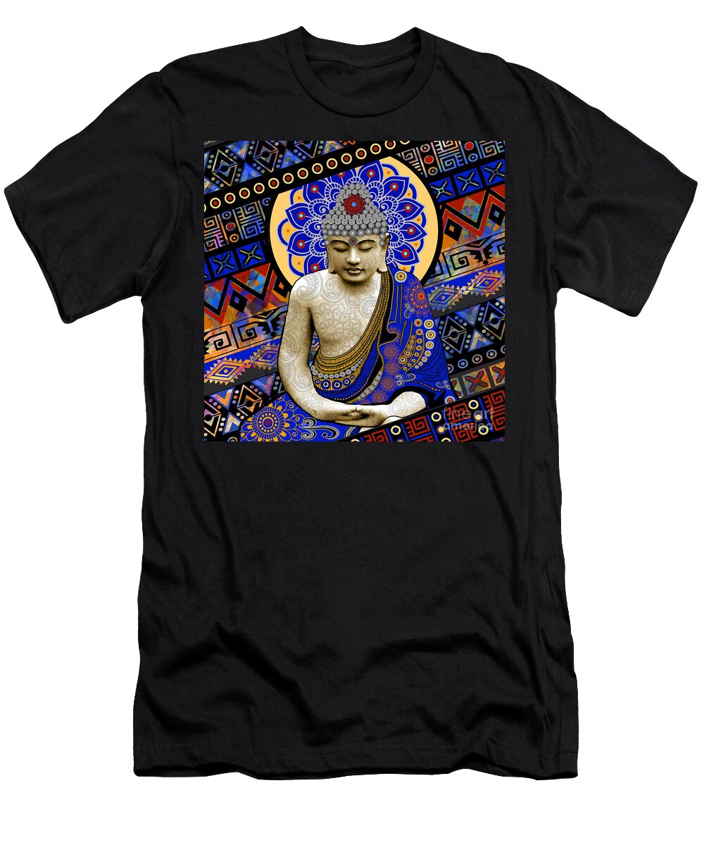 Buddha T-Shirt featuring the painting Rhythm of My Mind by Christopher Beikmann