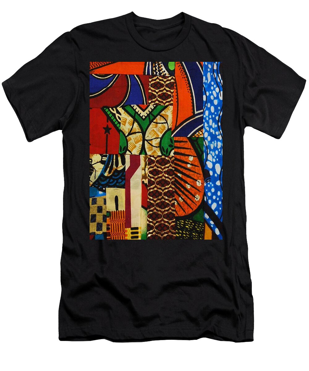 Textile Art T-Shirt featuring the tapestry - textile Riverbank by Apanaki Temitayo M