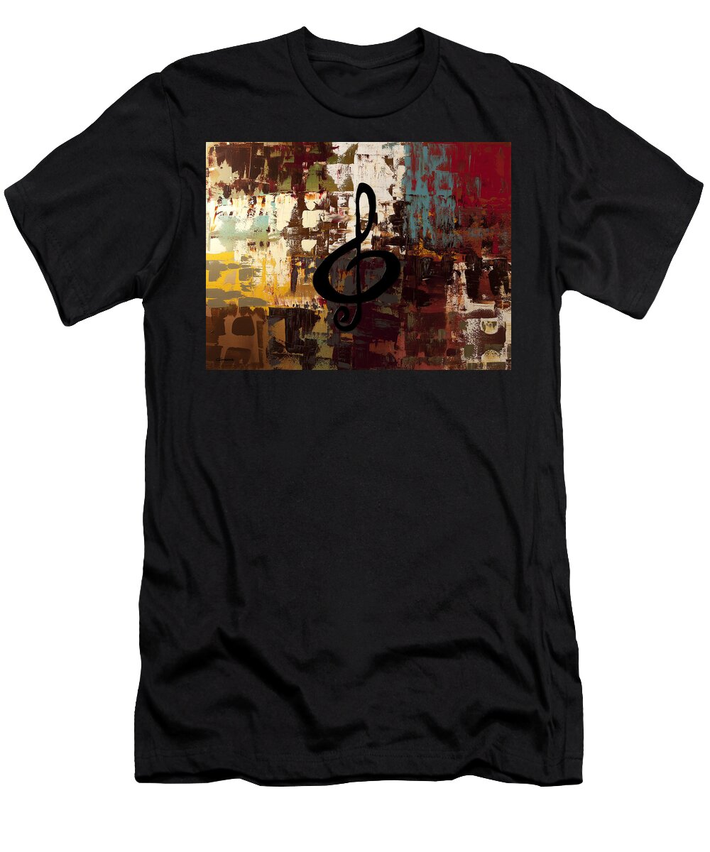 Music Abstract Art T-Shirt featuring the painting Rock On by Carmen Guedez