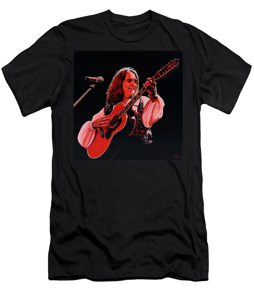 Roger Hodgson T-Shirt featuring the painting Roger Hodgson of Supertramp by Paul Meijering