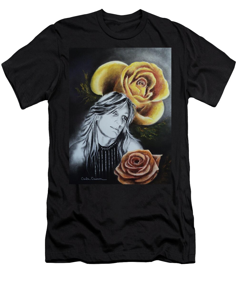 Rose T-Shirt featuring the drawing Rose by Carla Carson