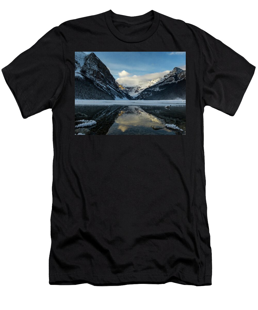 Banff National Park T-Shirt featuring the photograph Rugged Mountains And Lake Louise, Banff by Keith Levit