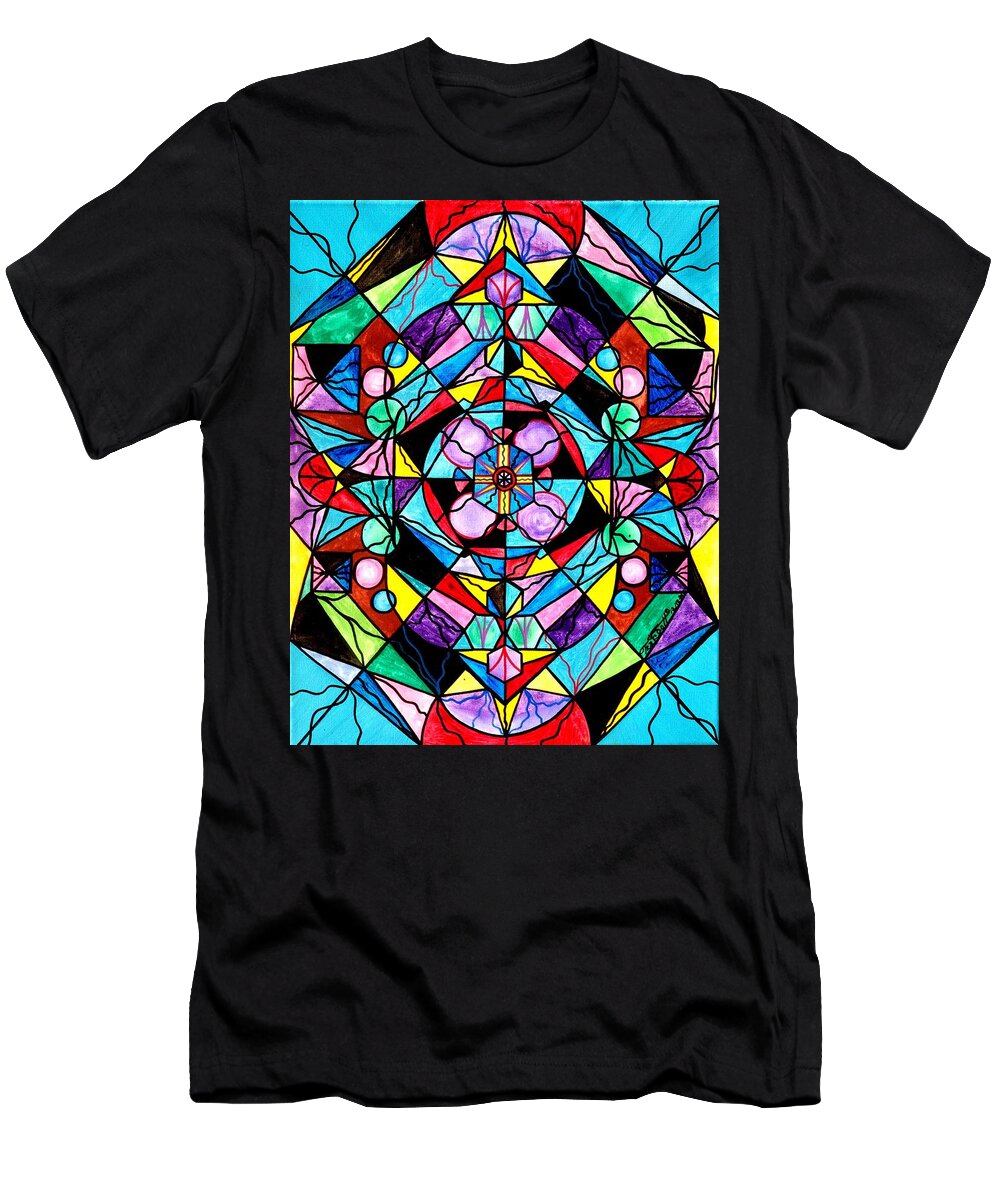 Sacred Geometry Grid T-Shirt featuring the painting Sacred Geometry Grid by Teal Eye Print Store
