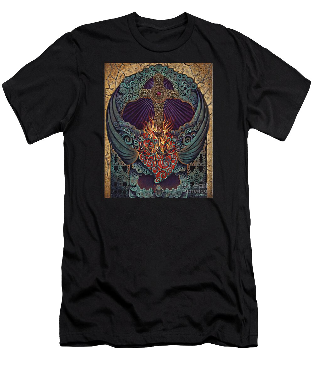 Sacred T-Shirt featuring the painting Sacred Heart by Ricardo Chavez-Mendez
