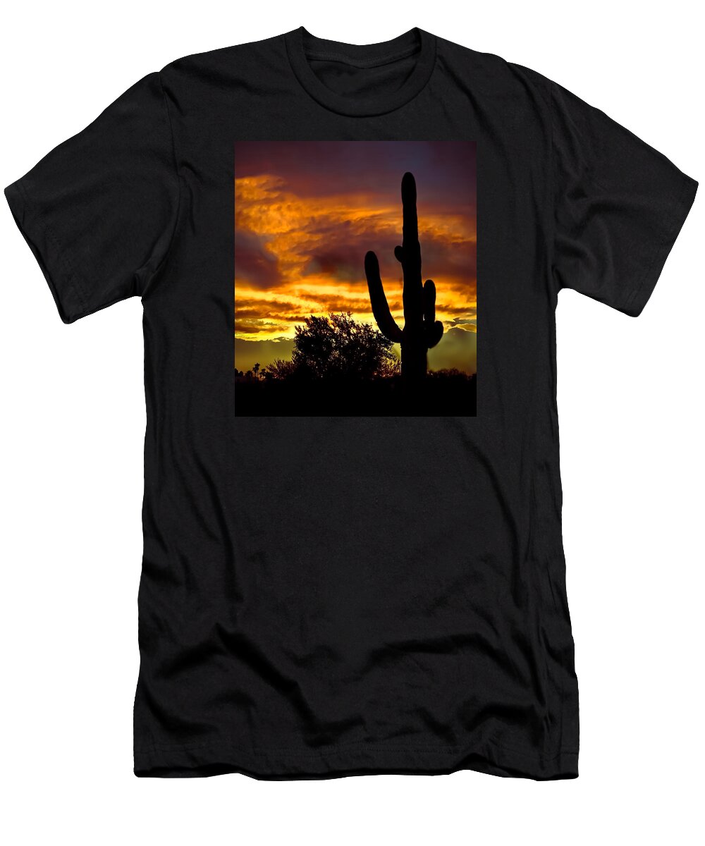 Cactus T-Shirt featuring the photograph Saguaro Silhouette by Robert Bales