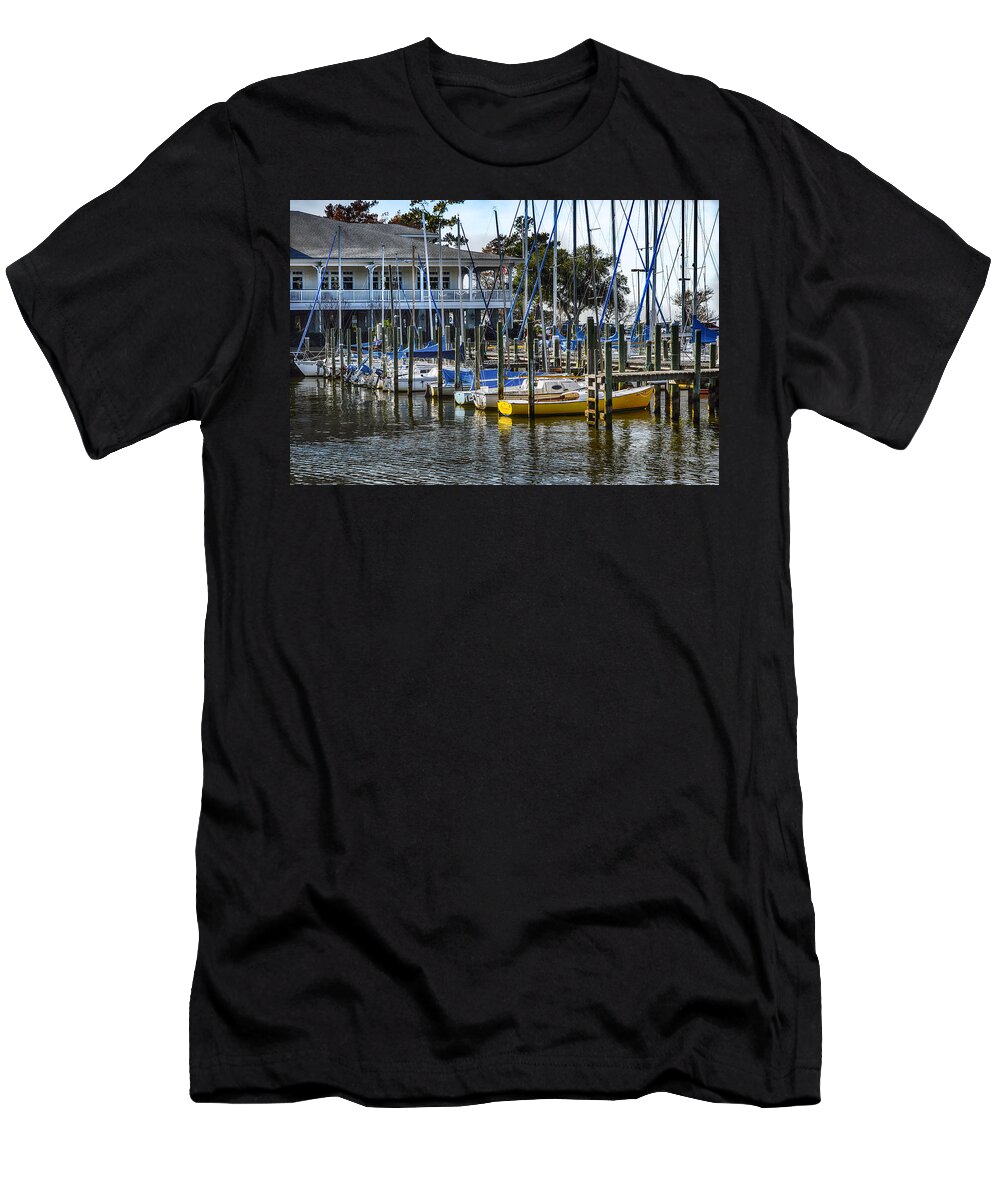 Water T-Shirt featuring the photograph Sailboats at the Fairhope Yacht Club by Michael Thomas