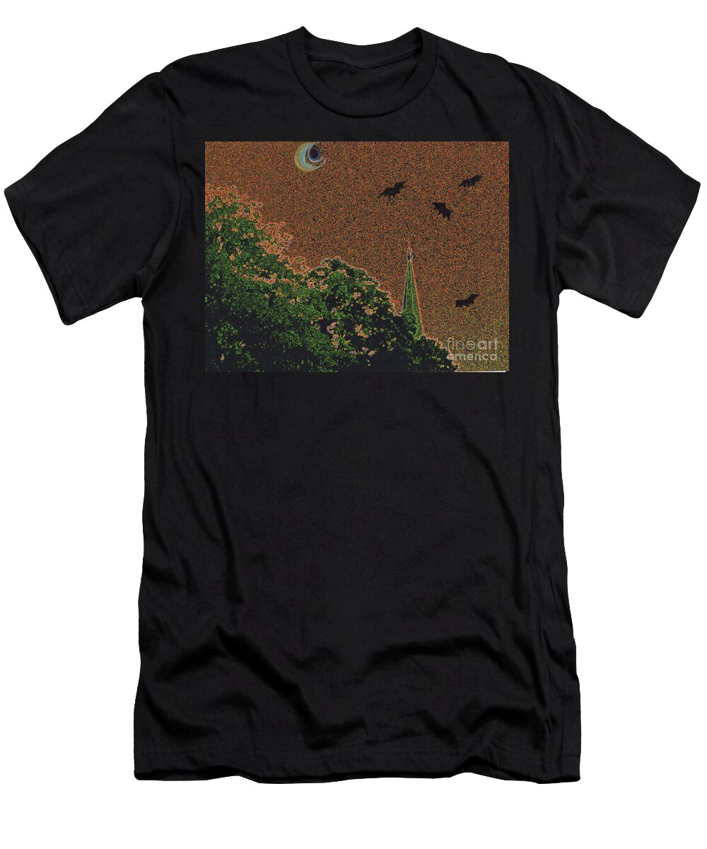 Irst Star Art T-Shirt featuring the digital art Salem Bat Moon by jrr by First Star Art