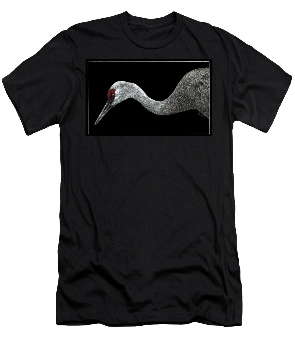 Sandhill Crane T-Shirt featuring the drawing Sandhill Crane by Ann Ranlett
