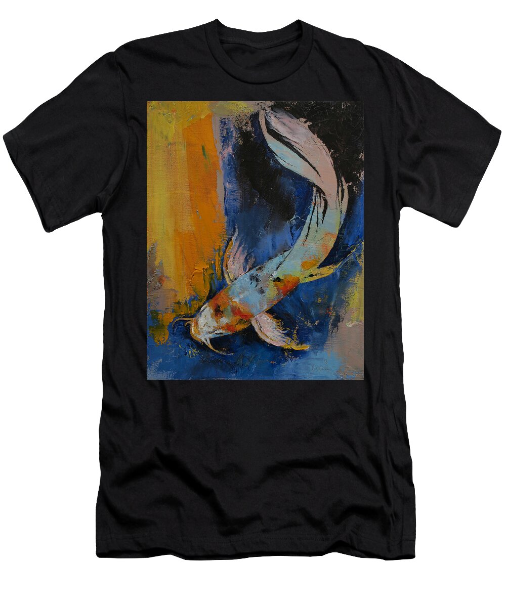 Sanshoku Koi T-Shirt featuring the painting Sanshoku Koi by Michael Creese