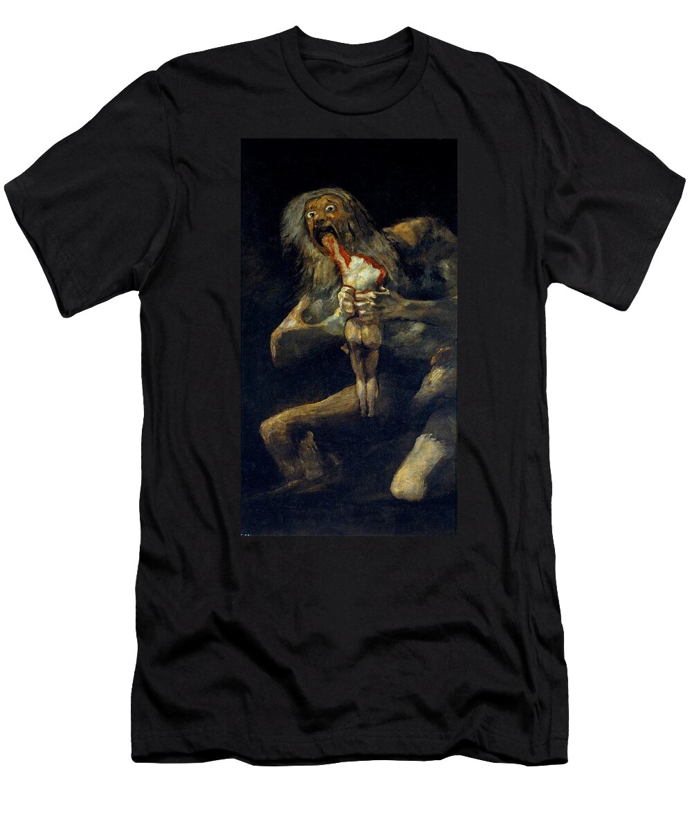 Saturn Devouring His Son T-Shirt featuring the painting Saturn Devouring His Son by Francisco Goya