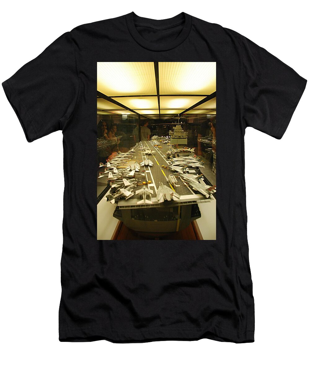 Navy T-Shirt featuring the photograph Scale Model Aircraft Carrier by Kenny Glover