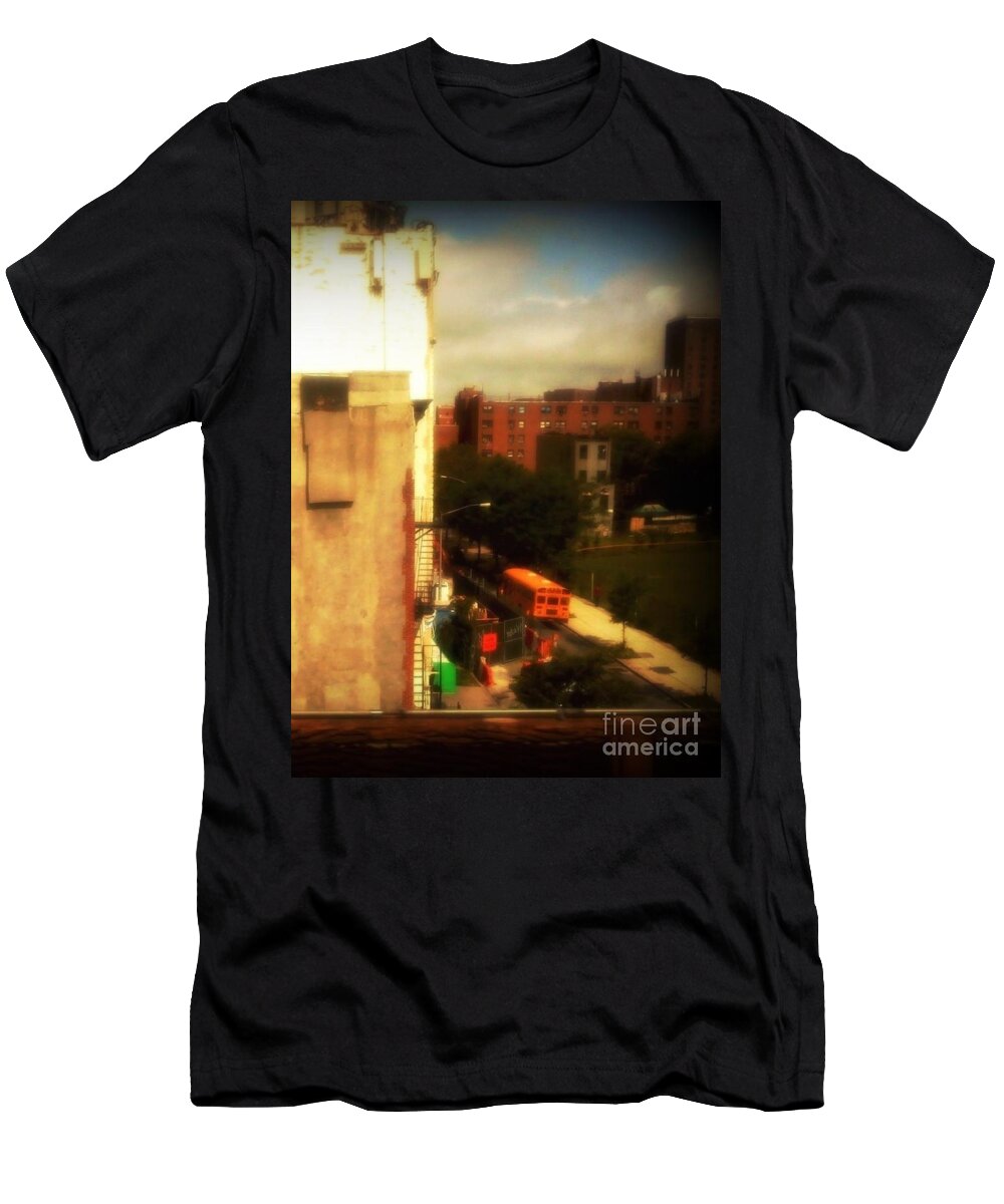 The Bronx T-Shirt featuring the photograph School Bus - New York City Street Scene by Miriam Danar