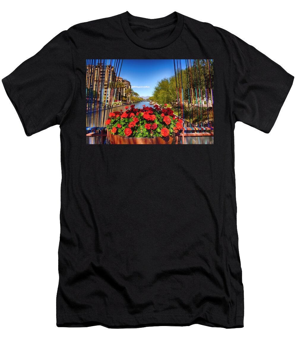 Fred Larson T-Shirt featuring the photograph Scottsdale Waterfront by Fred Larson