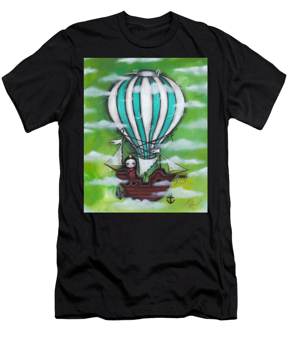 Air Ship T-Shirt featuring the painting Sea of Clouds by Abril Andrade