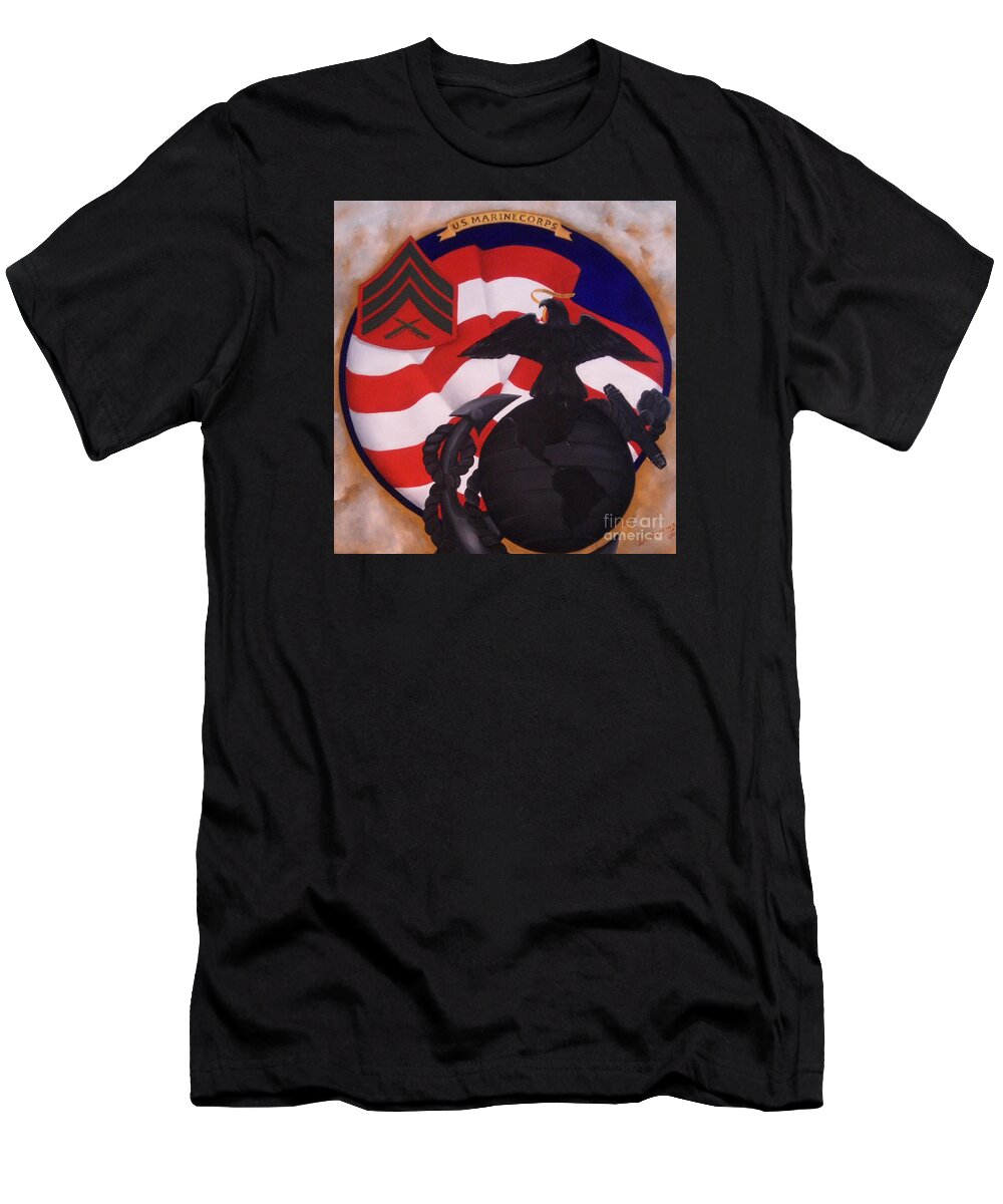 Military Paintings T-Shirt featuring the painting Semper Fidelis by D L Gerring