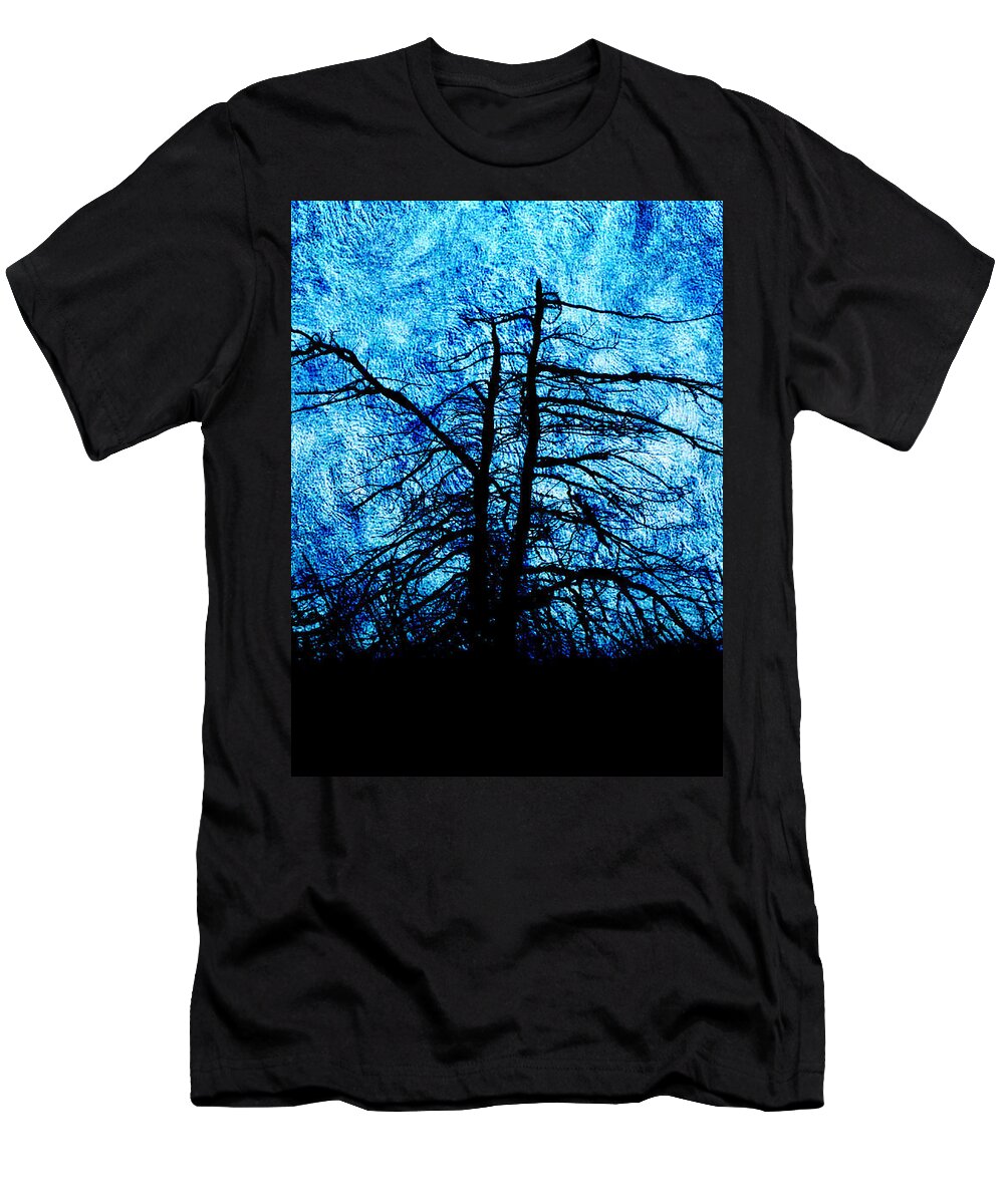 Shadow T-Shirt featuring the photograph Shadow In Blue Swirls by Zinvolle Art