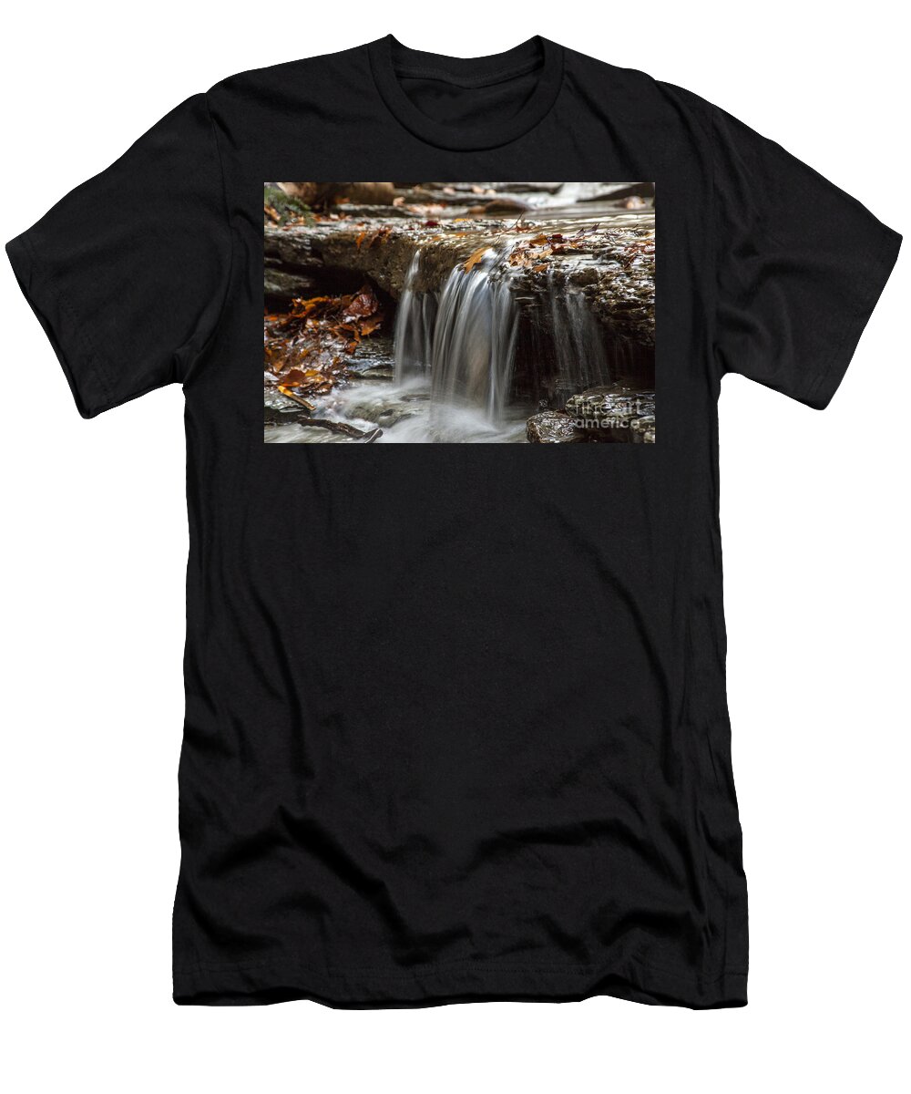 Waterfall T-Shirt featuring the photograph Shale Creek in Autumn by Darleen Stry
