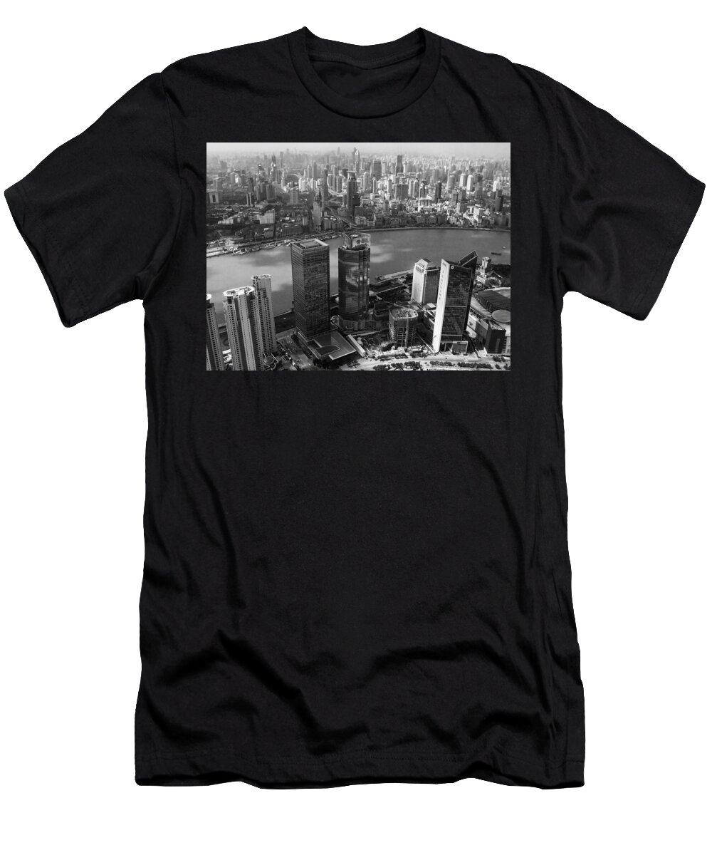 China T-Shirt featuring the photograph Shanghai In Black And White by Debbie Oppermann