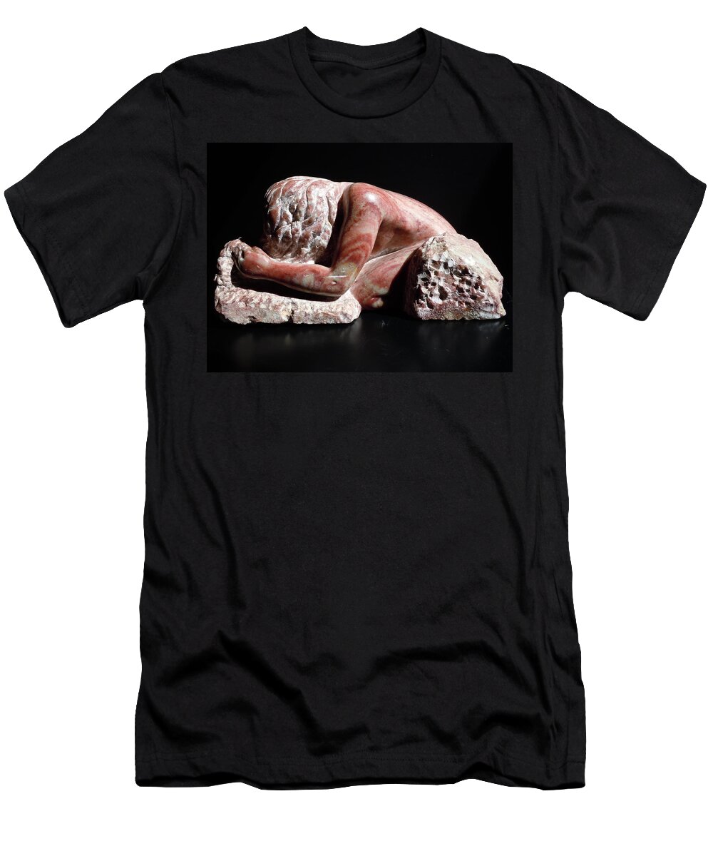 Stone Sculpture T-Shirt featuring the sculpture She Holds The Earth by Francine Frank