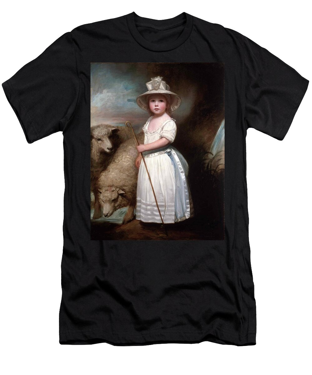 George Romney T-Shirt featuring the painting Shepherd Girl. Little Bo-Peep by George Romney