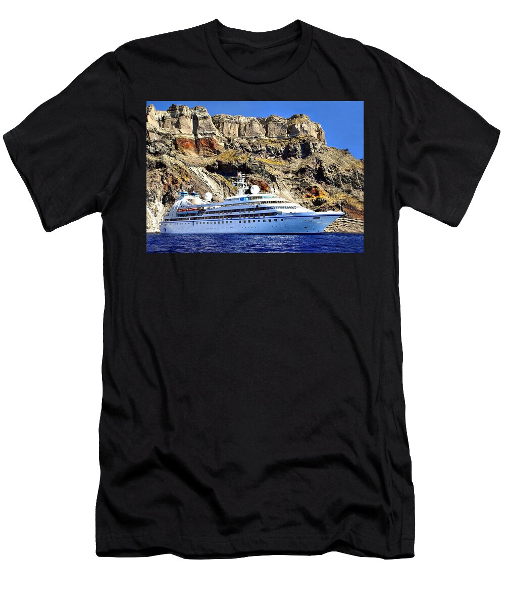Seabourn Spirit T-Shirt featuring the photograph Ship in Harbor in Paradise by Mitchell R Grosky