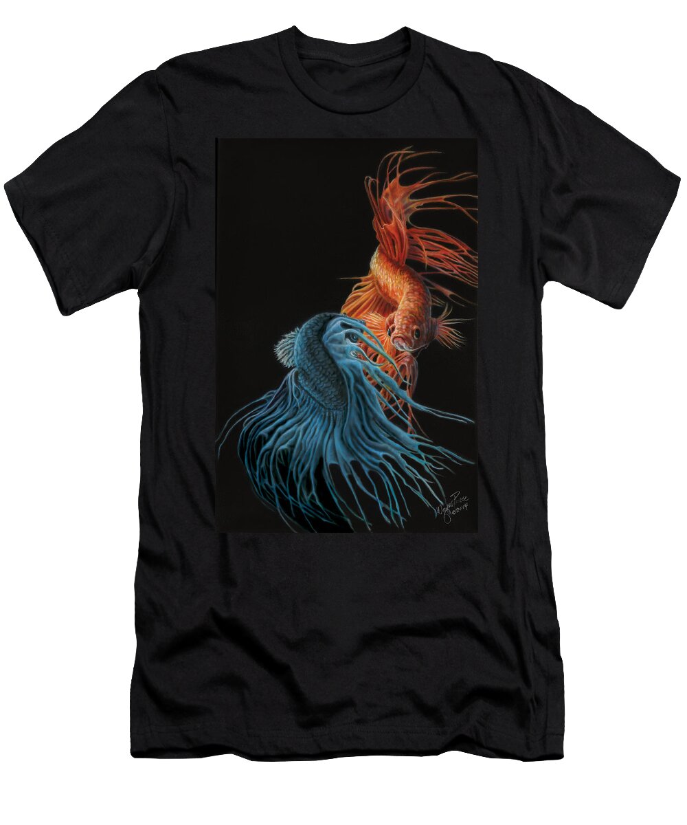 North Dakota Artist T-Shirt featuring the painting Siamese Fighting Fish Two by Wayne Pruse