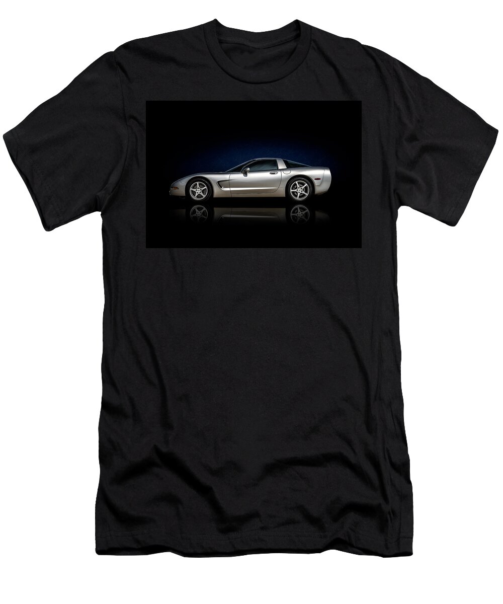 Corvette T-Shirt featuring the digital art Silver C5 by Douglas Pittman