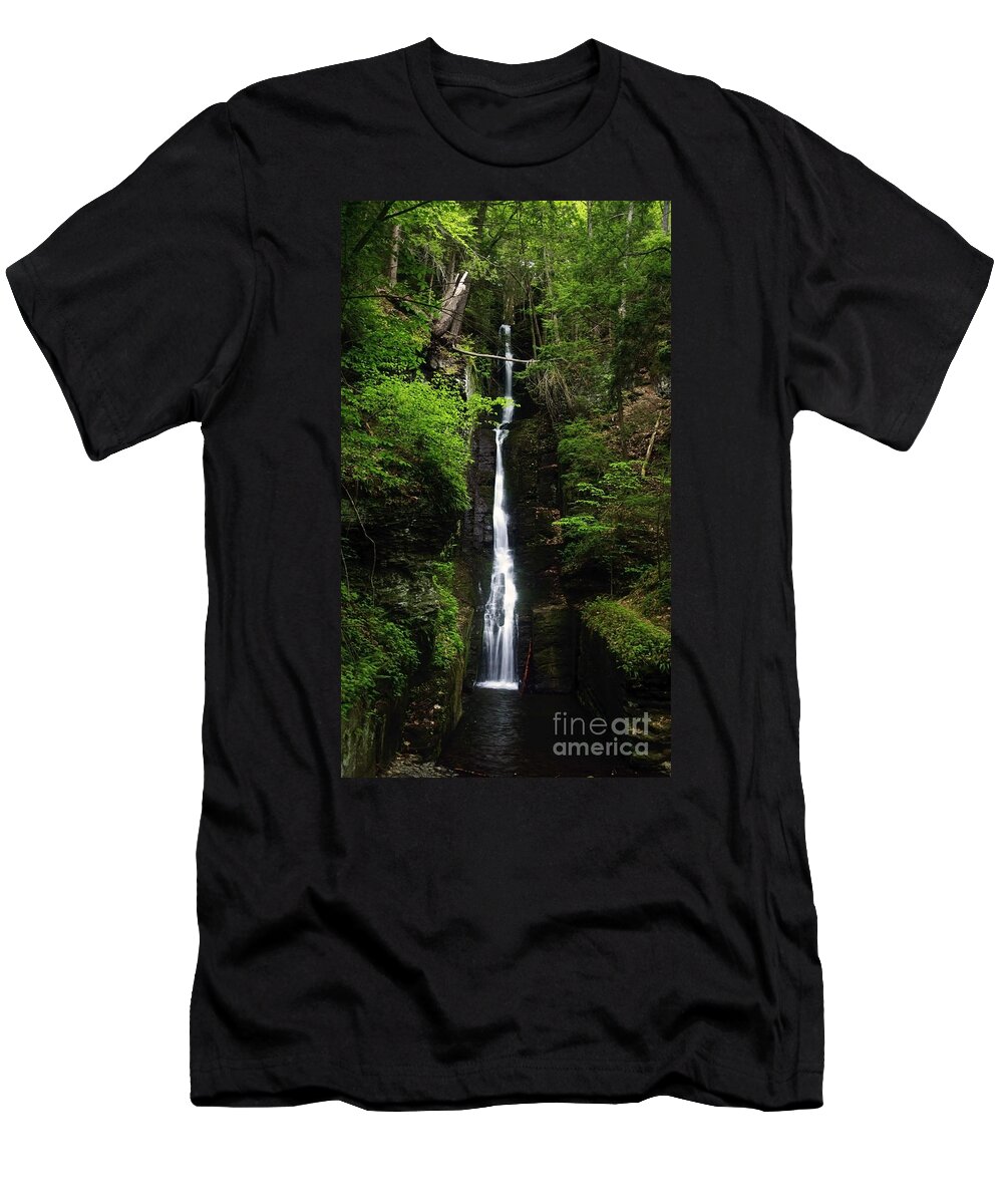Waterfall T-Shirt featuring the photograph Silverthread Falls by Debra Fedchin