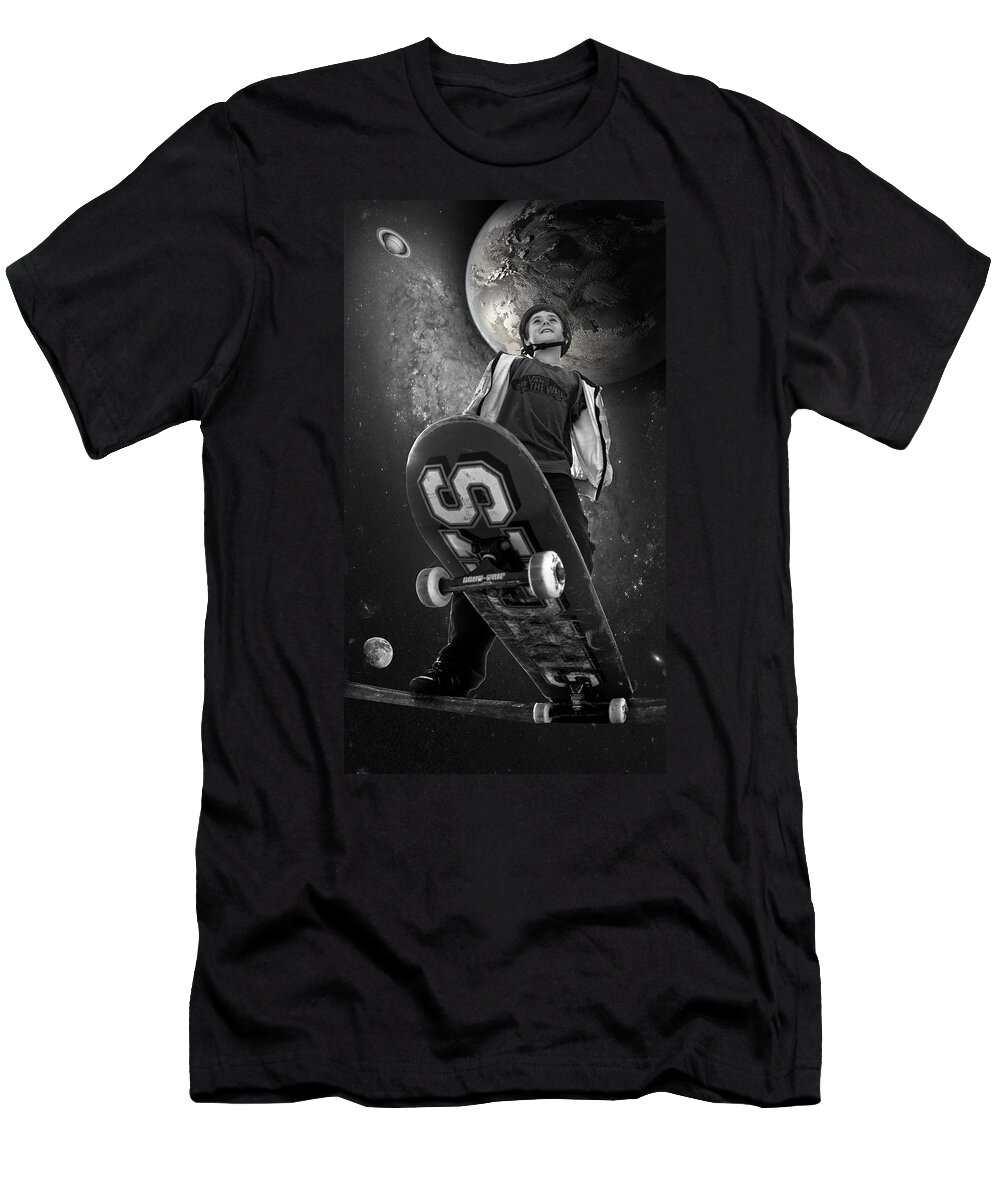 Skateboarding T-Shirt featuring the photograph Skate the Universe by Kevin Cable