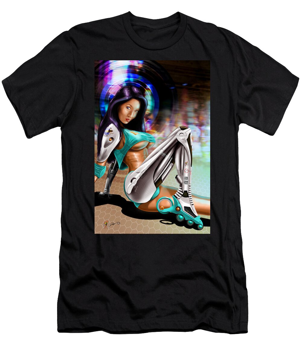 Cars T-Shirt featuring the digital art Skate Girl by Doug Schramm