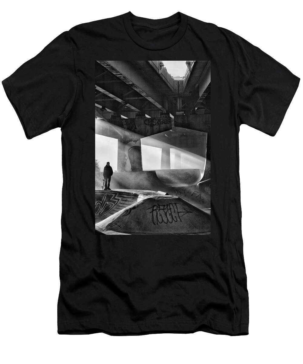Skate T-Shirt featuring the photograph Skaters Light by Scott Wyatt