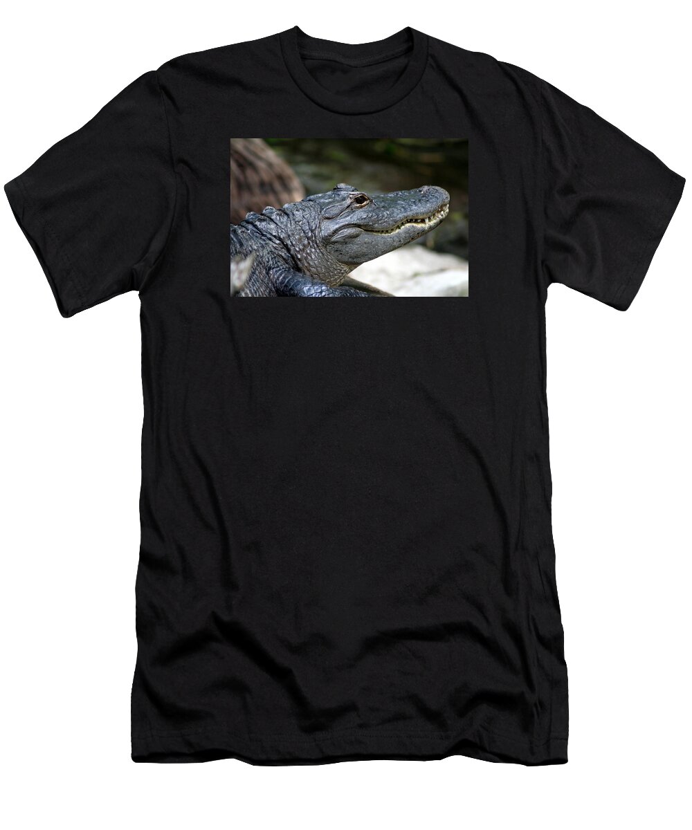 Alligator T-Shirt featuring the photograph Smiling Alligator by Valerie Collins