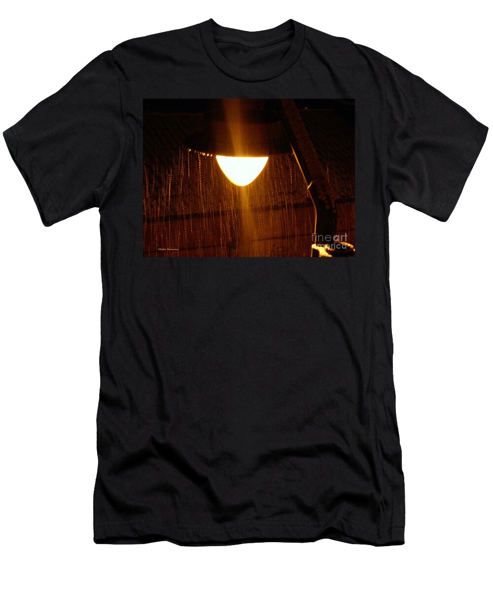 Snow T-Shirt featuring the photograph Snowy Street Lamp by Ramona Matei