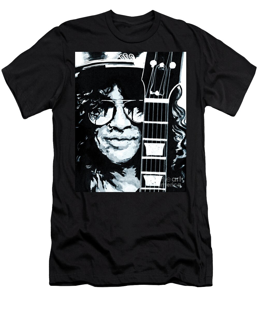 Contemporary T-Shirt featuring the painting Some Cool Guitar Player- Slash by Tanya Filichkin
