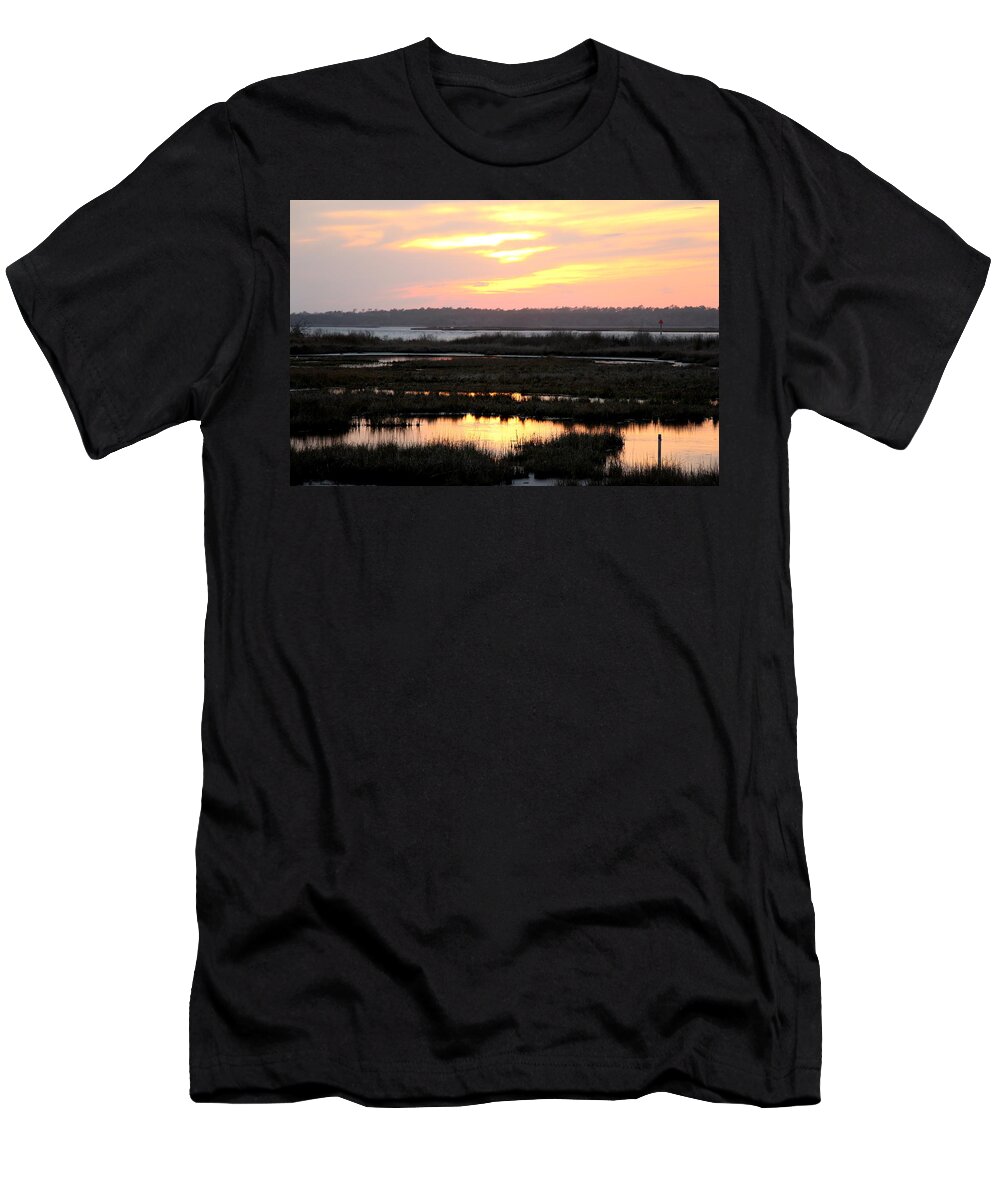 Topsail T-Shirt featuring the photograph Sound Reflections at Sunset by Rand Wall