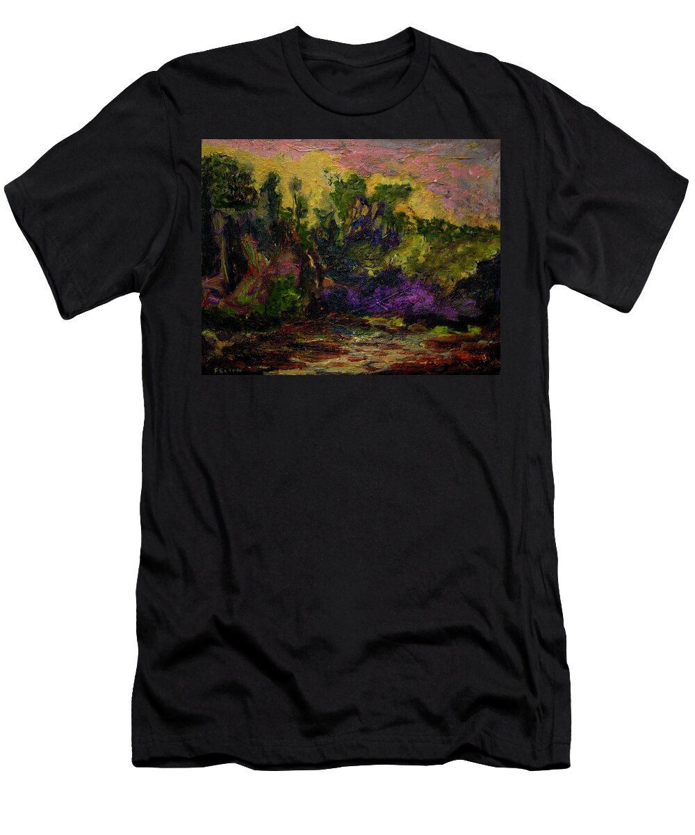 Impressionist Art For Sale T-Shirt featuring the painting Southern Caribbean Mountains c. 6-25-13 by Julianne Felton