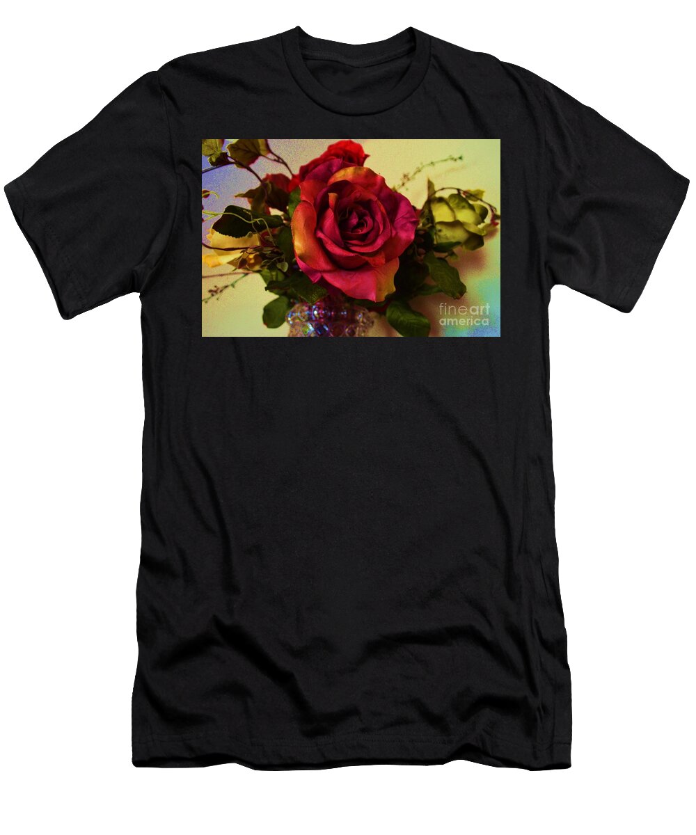 Red Rose T-Shirt featuring the photograph Splendid Painted Rose by Luther Fine Art