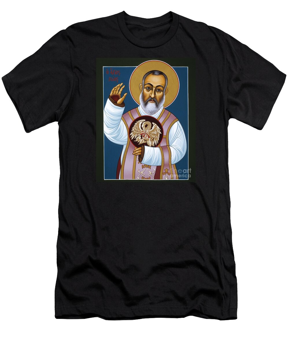 St. Padre Pio T-Shirt featuring the painting St. Padre Pio Mother Pelican 047 #2 by William Hart McNichols