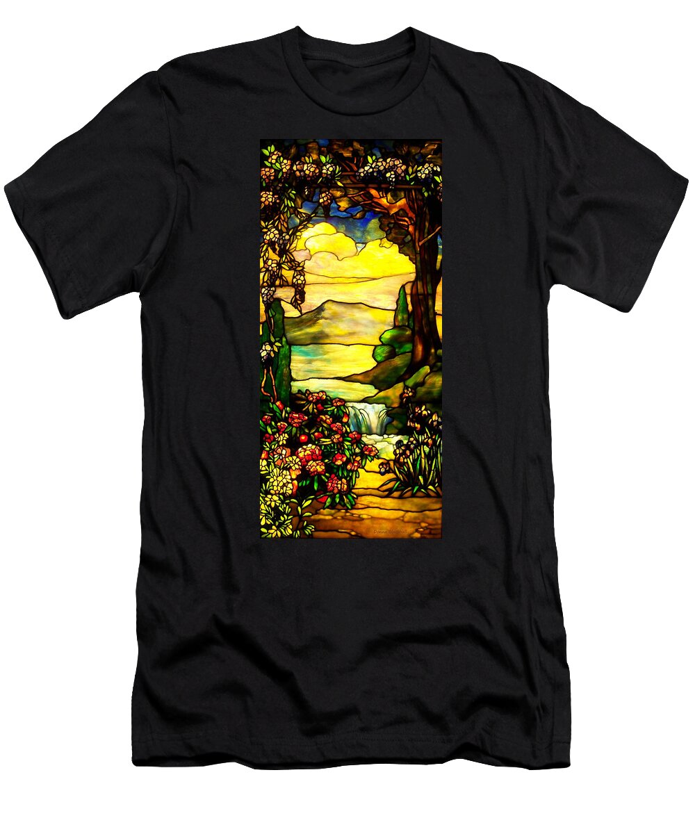 Tiffany Glass T-Shirt featuring the photograph Stained Landscape 2 by Donna Blackhall