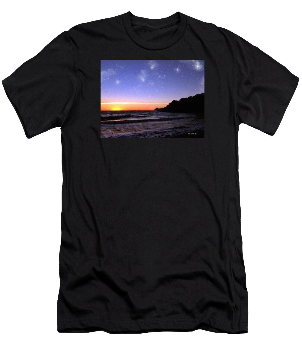 Sea T-Shirt featuring the painting Star-Spangled Sunset by RC DeWinter