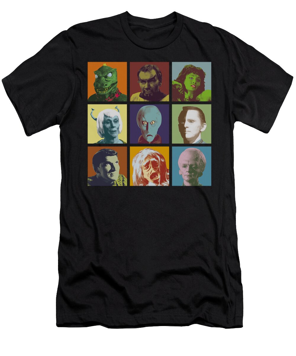 Star Trek T-Shirt featuring the digital art Star Trek - Alien Squares by Brand A