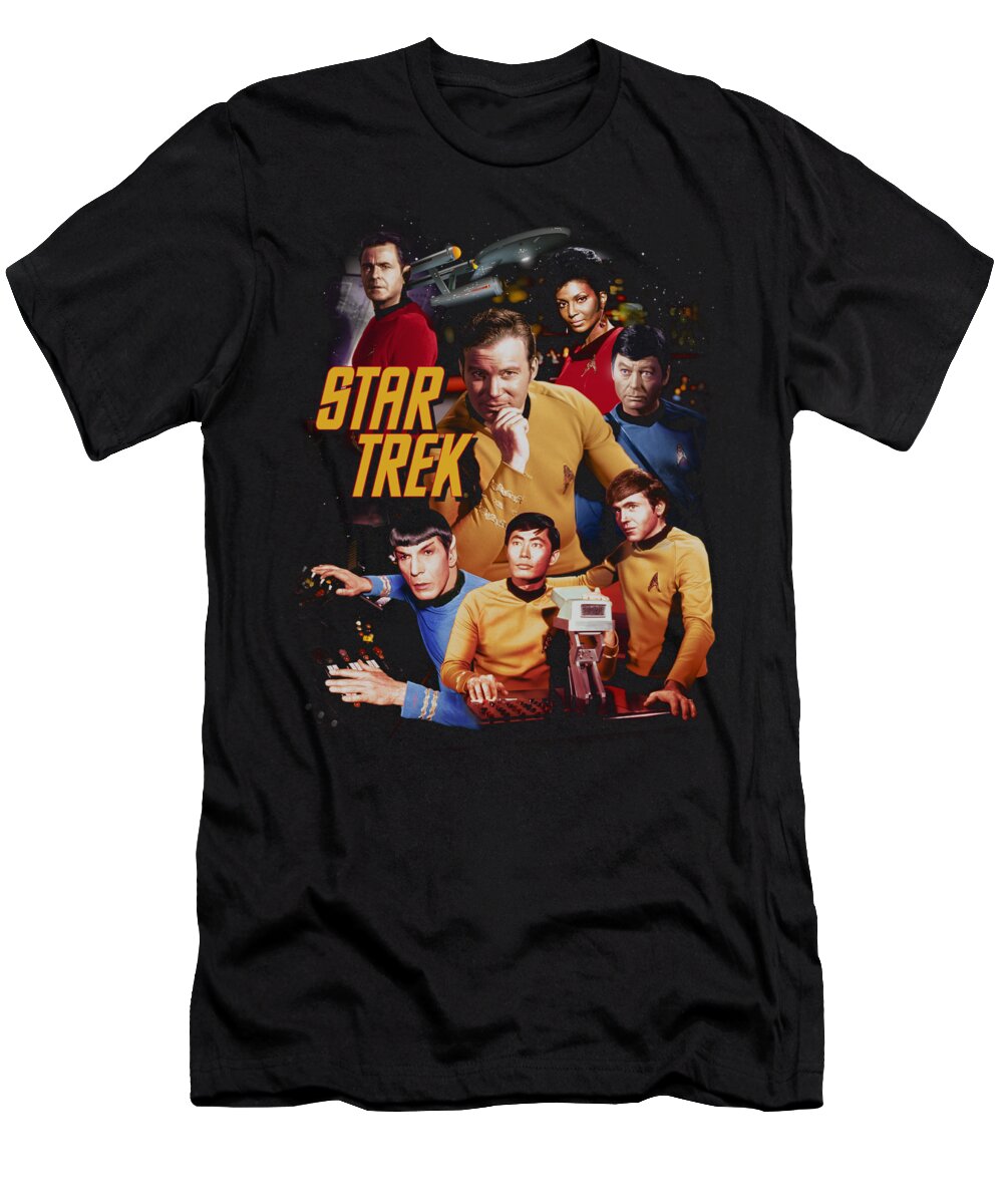 Star Trek T-Shirt featuring the digital art Star Trek - At The Controls by Brand A