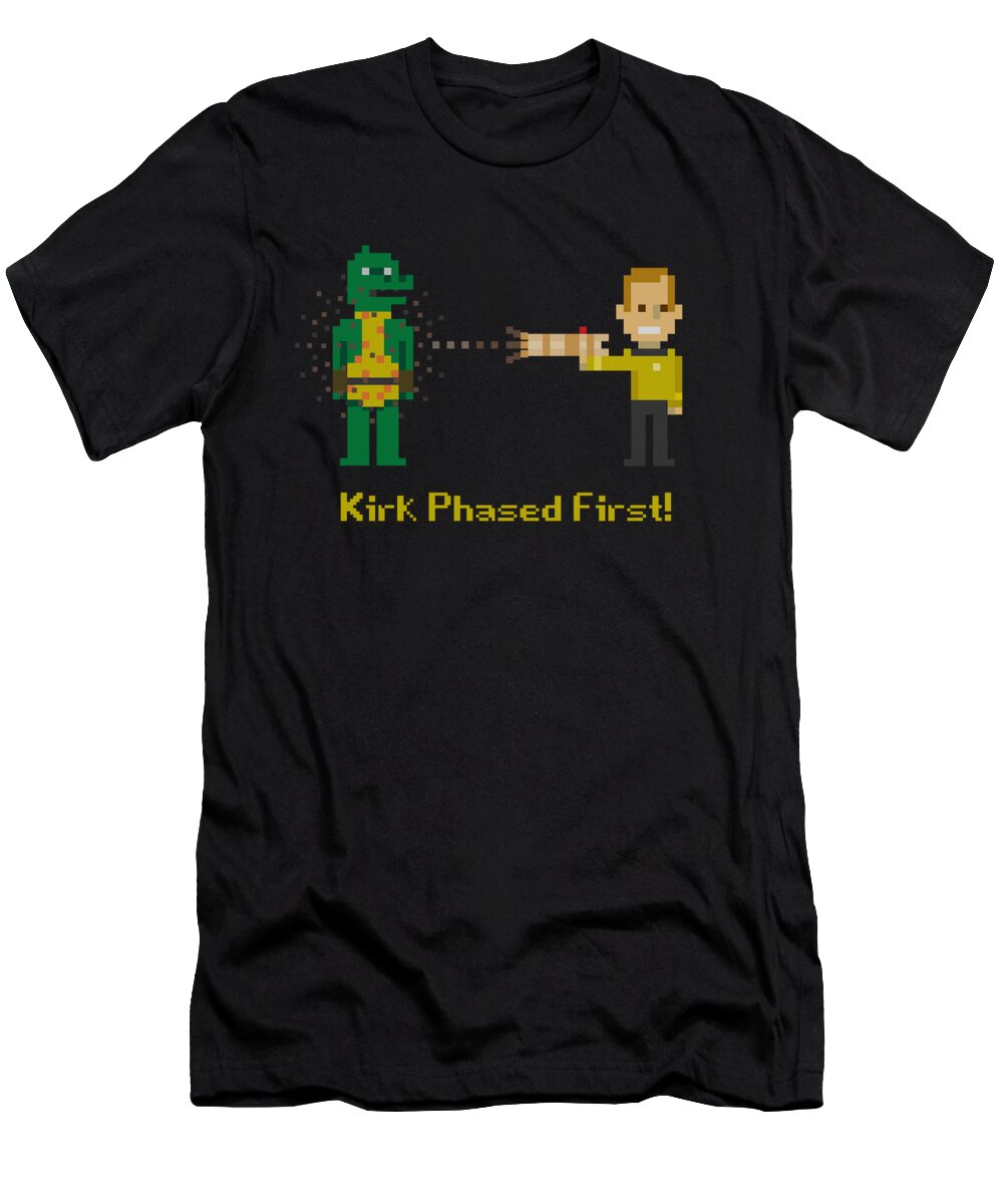 Star Trek T-Shirt featuring the digital art Star Trek - Kirk Phased First by Brand A