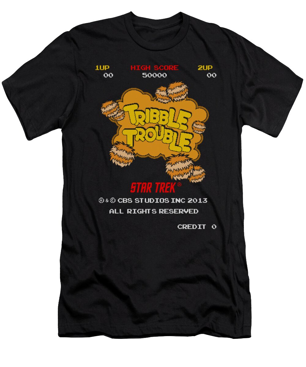 Star Trek T-Shirt featuring the digital art Star Trek - Tribble Trouble by Brand A