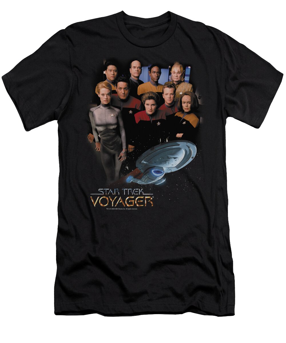 Star Trek T-Shirt featuring the digital art Star Trek - Voyager Crew by Brand A
