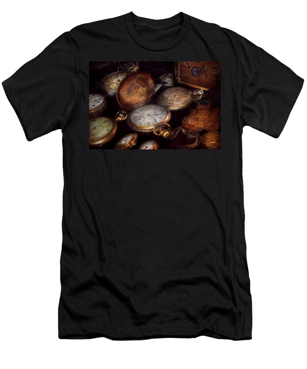 Steampunk T-Shirt featuring the photograph Steampunk - Clock - Time worn by Mike Savad