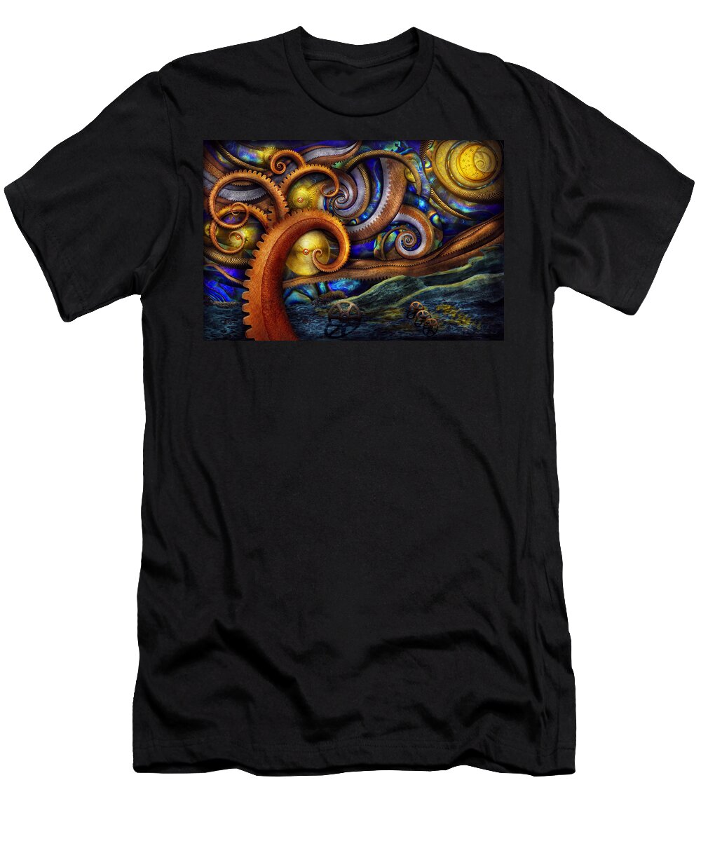 Savad T-Shirt featuring the photograph Steampunk - Starry night by Mike Savad