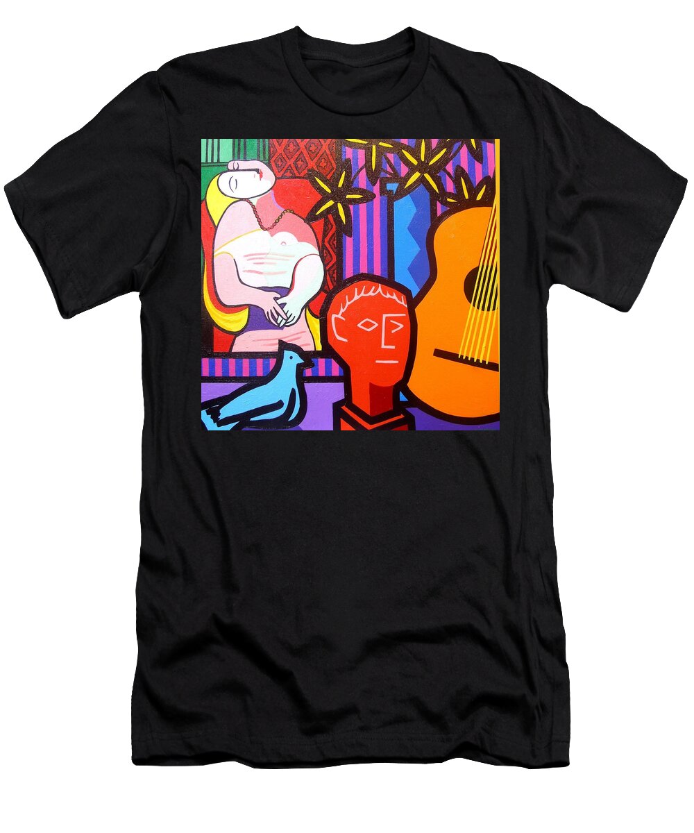 Picasso T-Shirt featuring the painting Still Life With Picasso's Dream by John Nolan