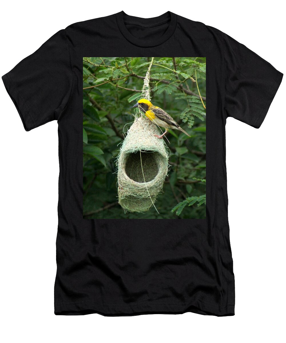 Weaver Bird T-Shirt featuring the photograph Stitch in Time by Ramabhadran Thirupattur