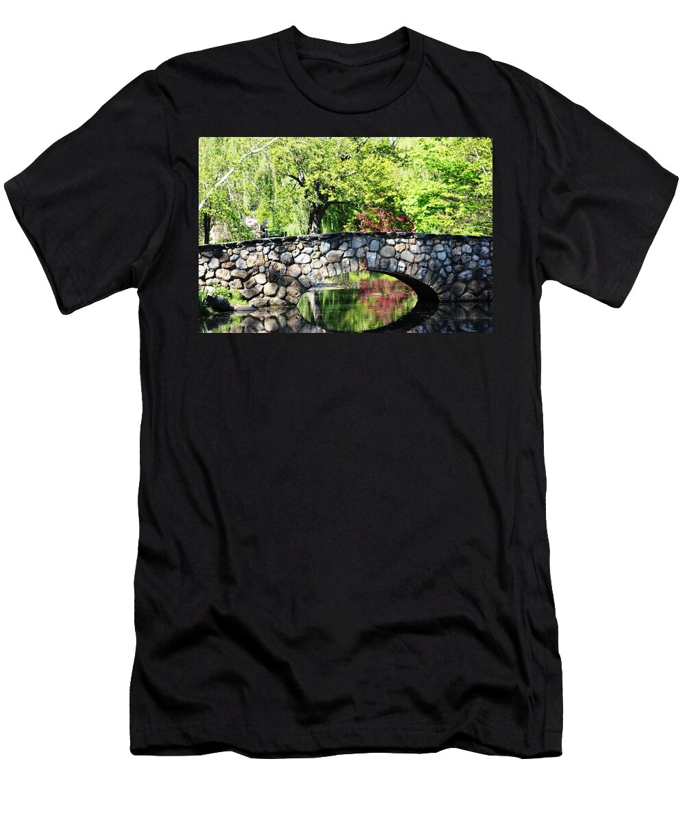 Stone Bridge T-Shirt featuring the photograph Stone Bridge Reflection by Judy Palkimas